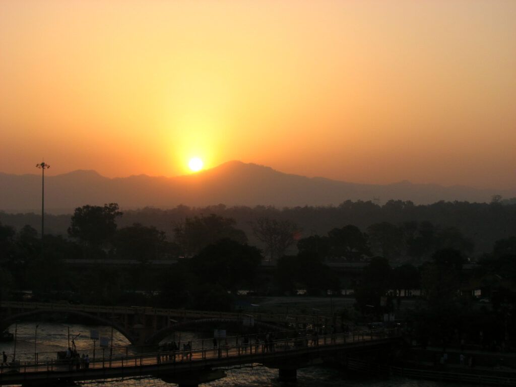 Sunrise behind Shivalik range Haridwar